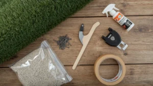 Tools and materials used for artificial turf installation