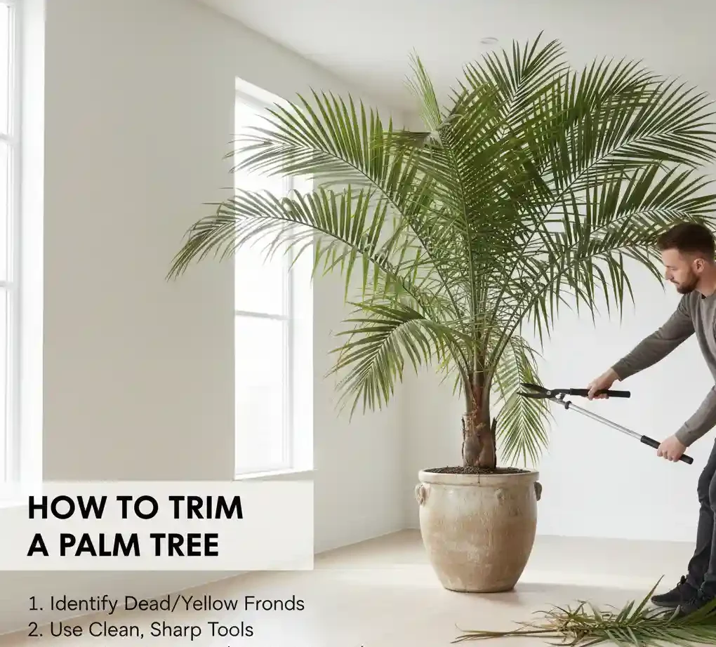 Tall palm trees with guide on when and how to trim a palm tree without damaging healthy fronds