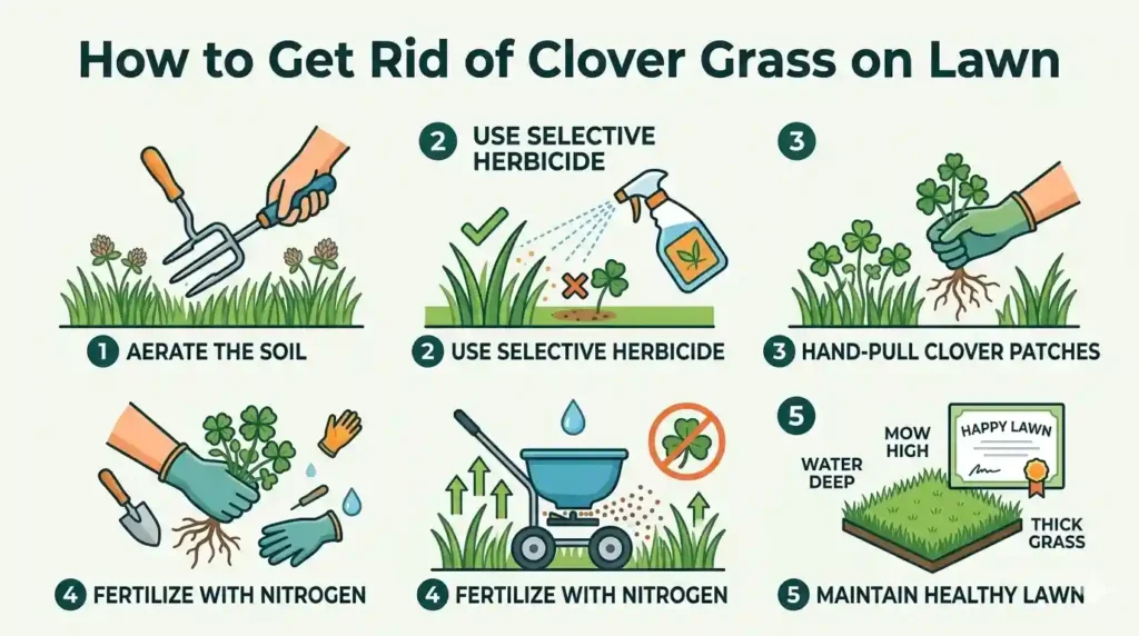 How to get rid of clover grass on lawn — aerate, herbicide, hand-pull, fertilize, and maintain healthy turf