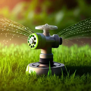 Pop-up lawn sprinkler watering grass, showing how much does a sprinkler system cost for home irrigation