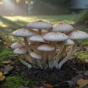 Cluster of mushrooms growing in grass showing how to get rid of mushrooms in yard naturally